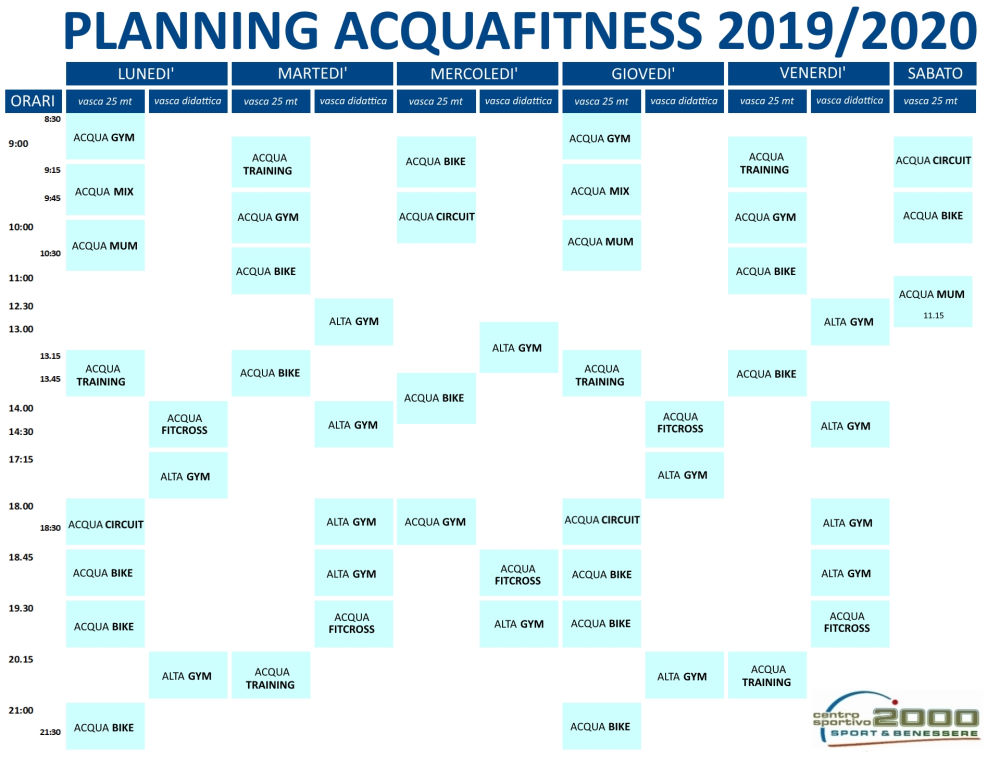 Corsi Di Acquafitness 2019 2020 Centro Sportivo 2000 Padova